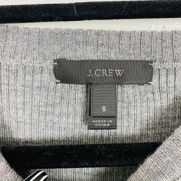 J. Crew Womens Size Small Gray Stretch Ribbed Merino Wool Sweater - Picture 4 of 7
